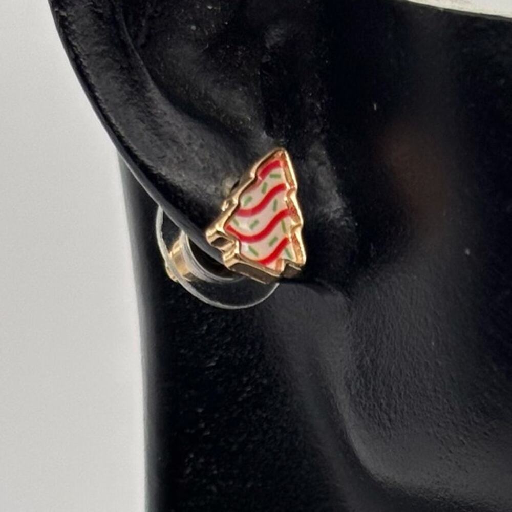 Gold & Red Christmas Tree Earrings